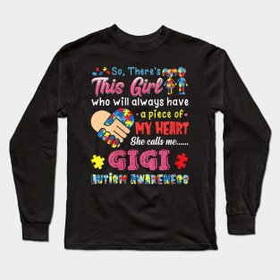 womens res this girl she calls me gigi autism awareness Long Sleeve T-Shirt